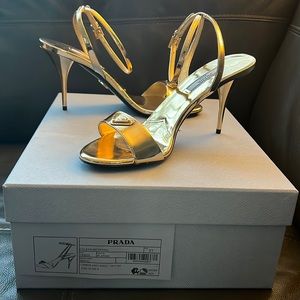 AUTHENTIC RARE PRADA Sandals in Gold/Platino - Brand New Never Worn